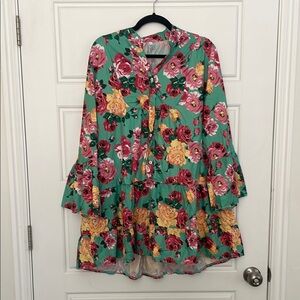 Vibrant Floral Dress 3XL